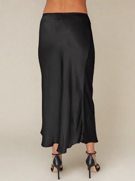 Black Satin Midi Skirt Skirt Scout and Poppy Fashion Boutique