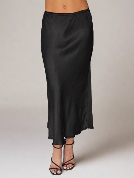 Black Satin Midi Skirt Skirt Scout and Poppy Fashion Boutique
