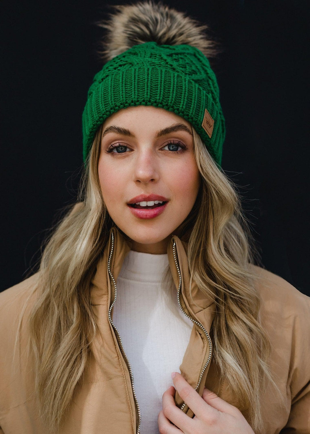 Green Cable Knit Hat Knit Beanie Scout and Poppy Fashion Boutique