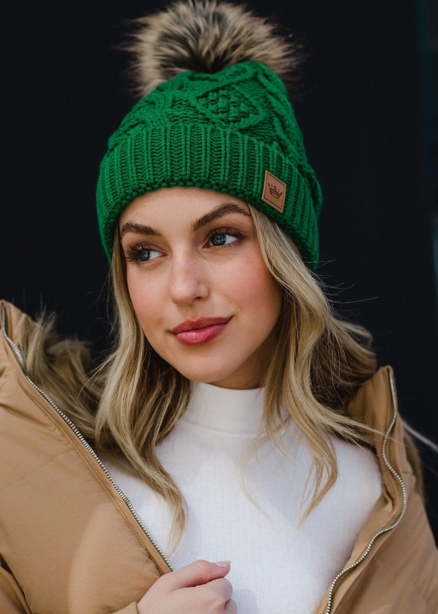 Green Cable Knit Hat Knit Beanie Scout and Poppy Fashion Boutique