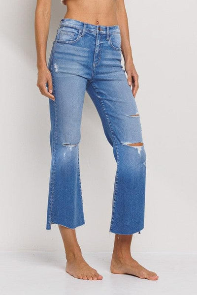 High Rise Cropped Flare Jeans with Raw Hem Jeans Scout and Poppy Fashion Boutique