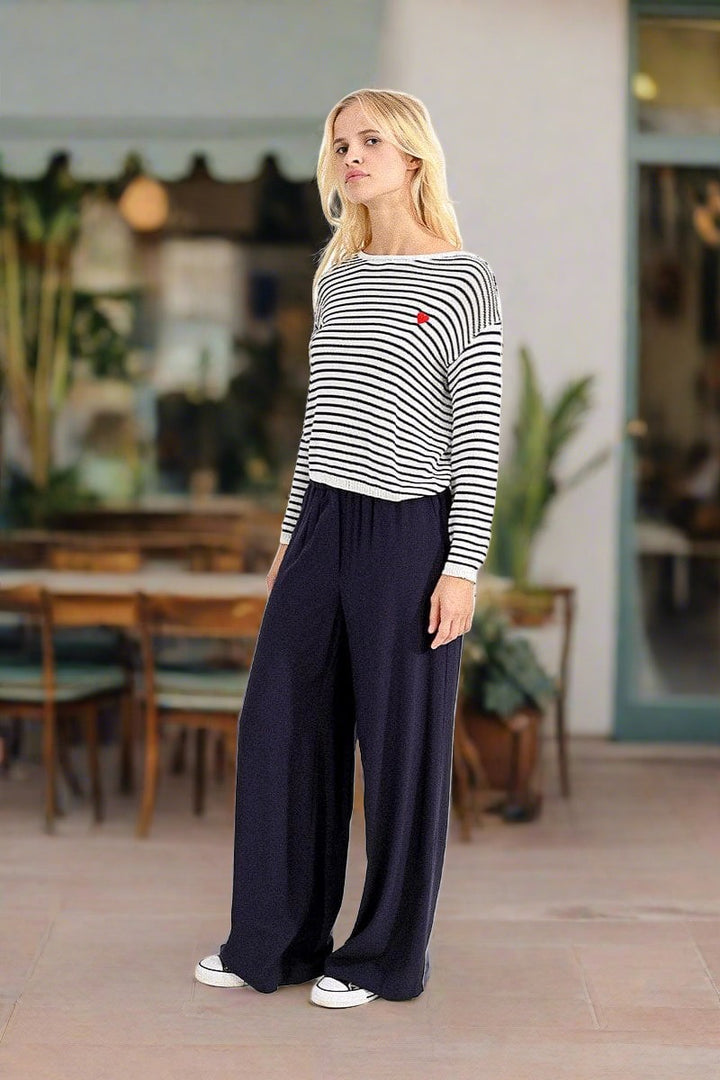 Navy Stripe Knit Sweater Shirts & Tops Scout and Poppy Fashion Boutique