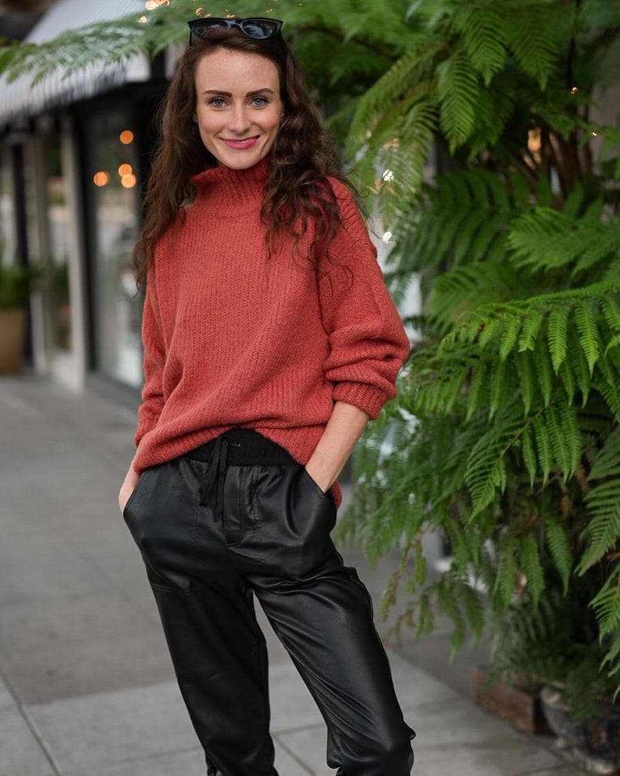 Terracotta Soft Cable Knit Turtleneck Sweater Scout and Poppy Fashion Boutique